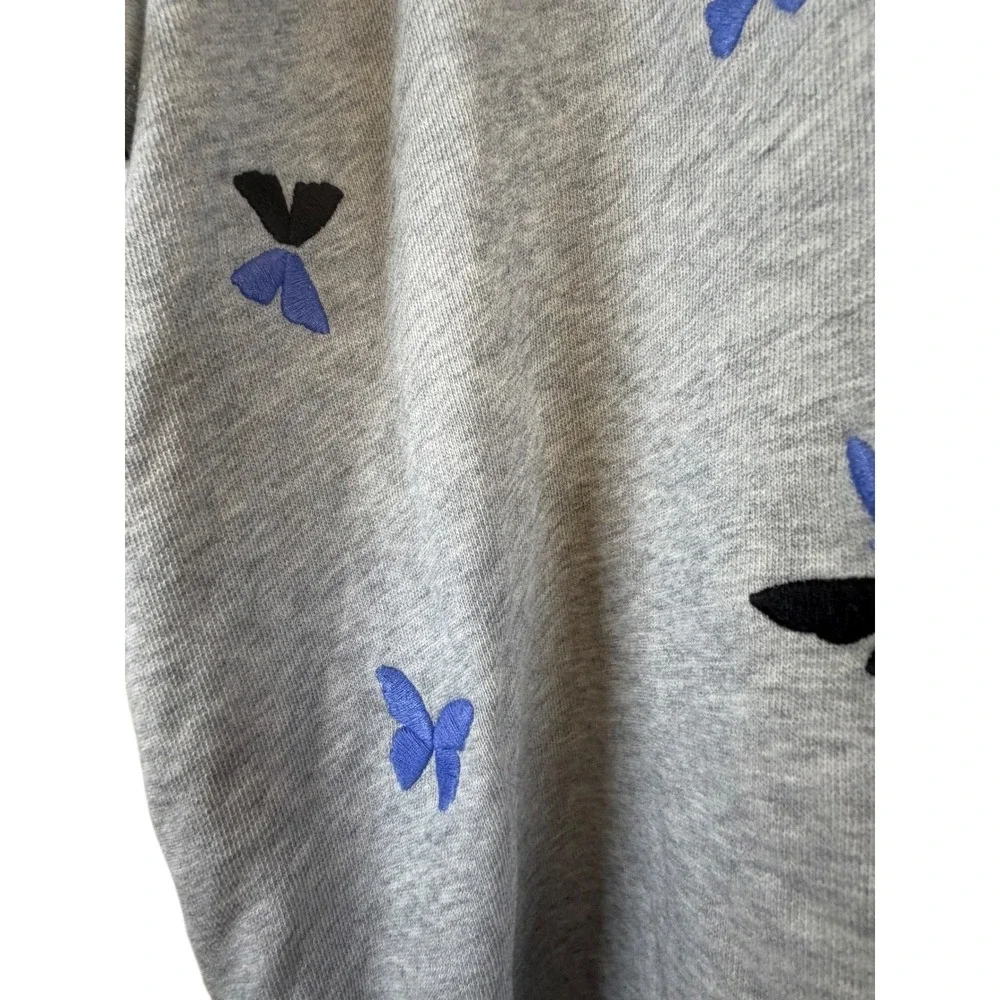 Kate Spade New York Grey Butterfly Embroidered Puff Sleeve Sweatshirt XL